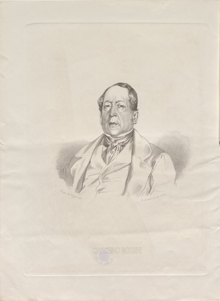 Porträt des Komponisten Gioachino Antonio Rossini 1792-1868, 1852 von Giacomo Luzzati