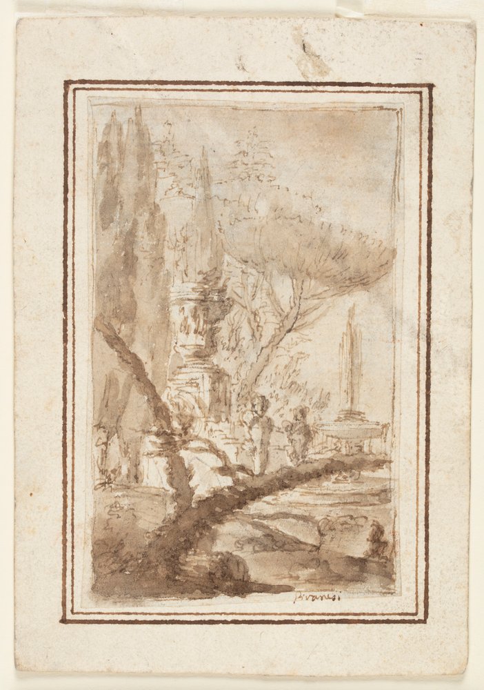 Fantasie eines Gartens mit einer monumentalen Urne, Skulpturen und einem Brunnen von Giovanni-Battista Piranesi