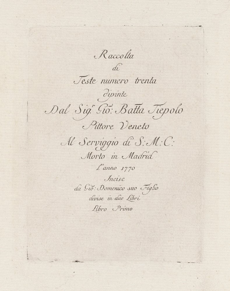 Titelseite, aus der Raccolta di Teste (Sammlung von Köpfen) von Giovanni Domenico Tiepolo