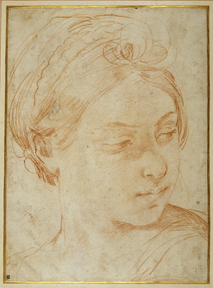 Kopf einer jungen Frau, die über ihre linke Schulter schaut von Guido Reni