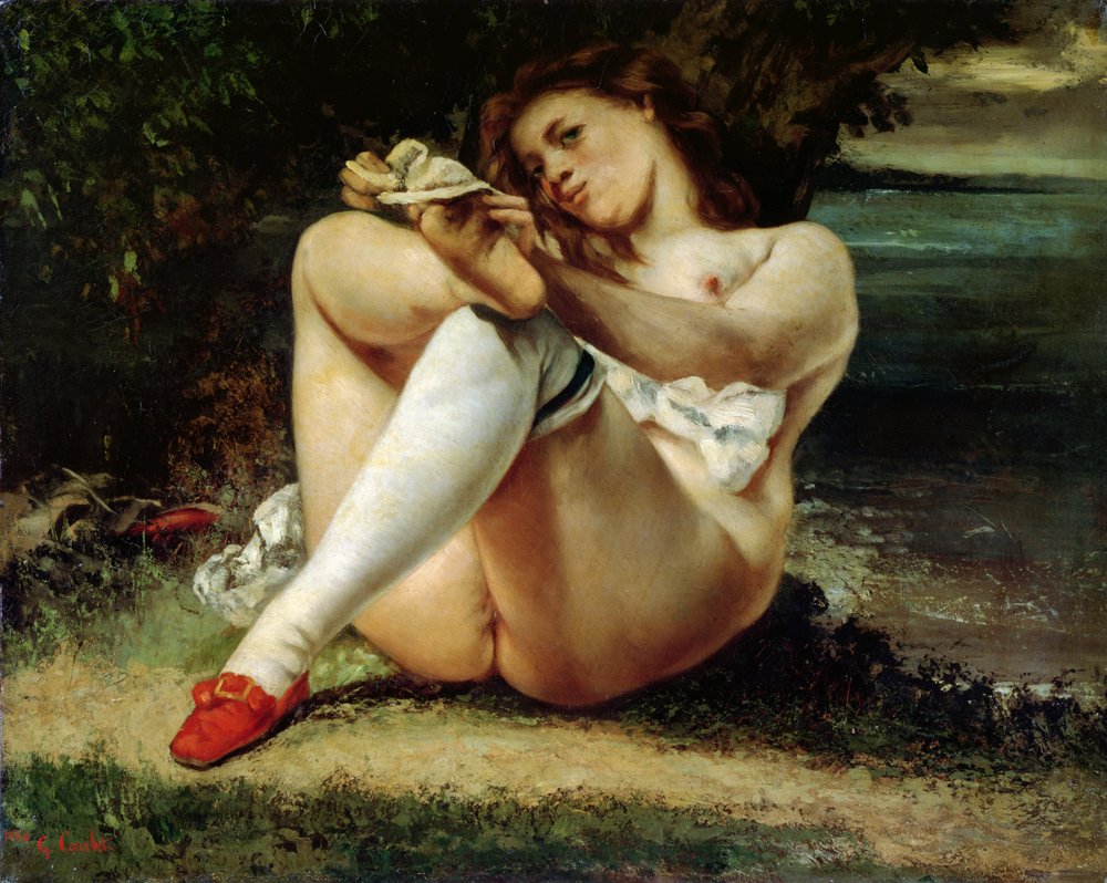 Frau mit weißen Strümpfen, ca. 1861 von Gustave Courbet