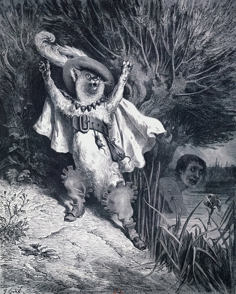 Der gestiefelte Kater, Illustration von Gustave Doré (1832-1883) für das Märchen von Charles Perrault (1628-1703) von Gustave Dore