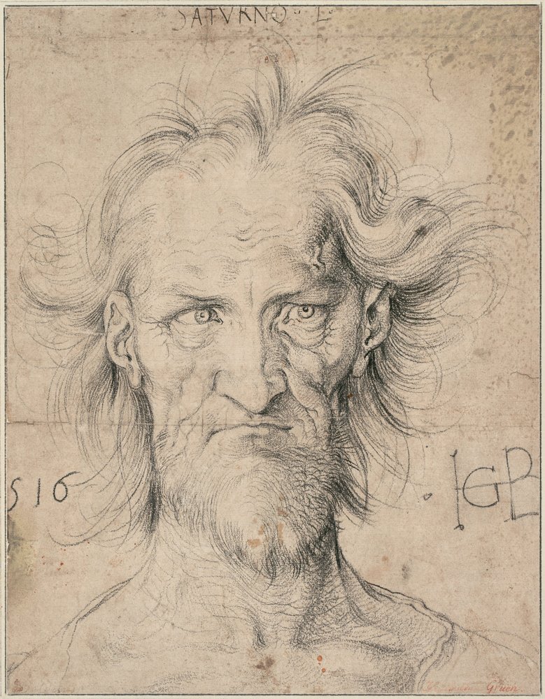 Kopf eines bärtigen alten Mannes Saturn, 1516 von Hans Baldung