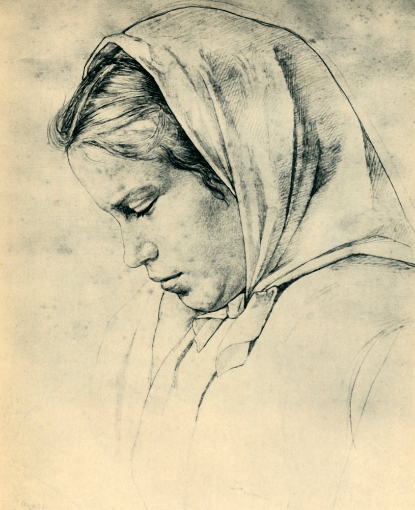 Die Schwester des Künstlers Agathe, 1866, 1943 von Hans Thoma