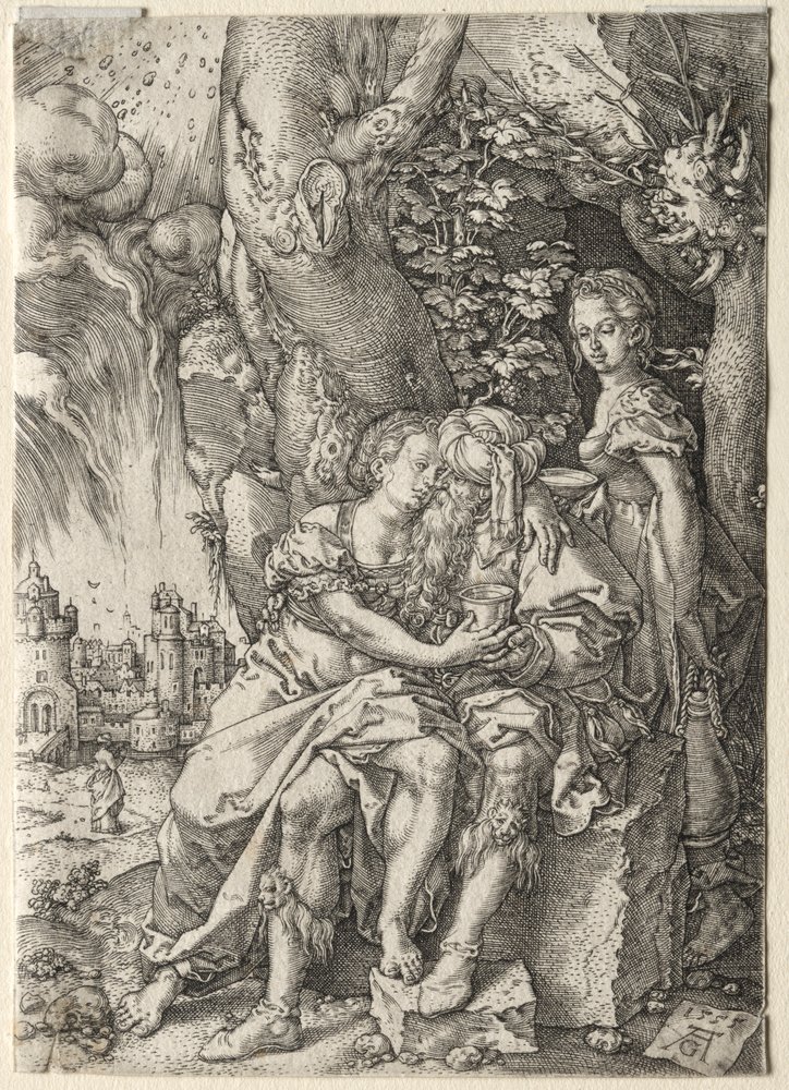 Die Geschichte von Lot: Lot mit seinen Töchtern, 1555 von Heinrich Aldegrever