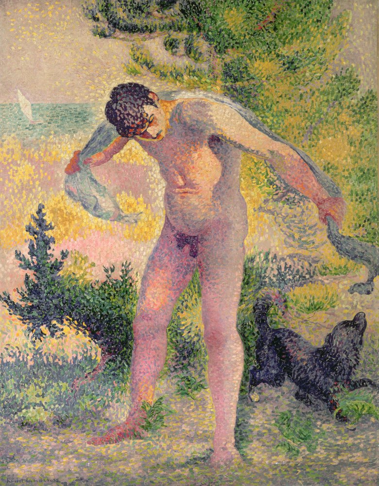 Badender, der sich in Saint-Tropez abtrocknet, 1893 von Henri-Edmond Cross