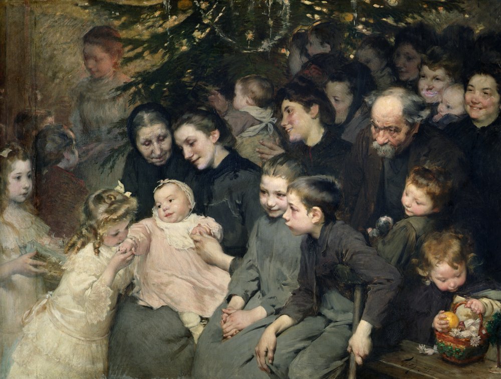 Der Tropfen Milch in Belleville: Der Weihnachtsbaum im Dispensarium, 1908 von Henri Jules Jean Geoffroy