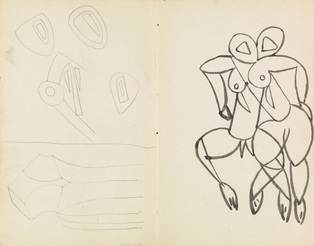 Fünf abstrakte Skizzen und Studien für männliche und weibliche Figuren von Henri Gaudier-Brzeska