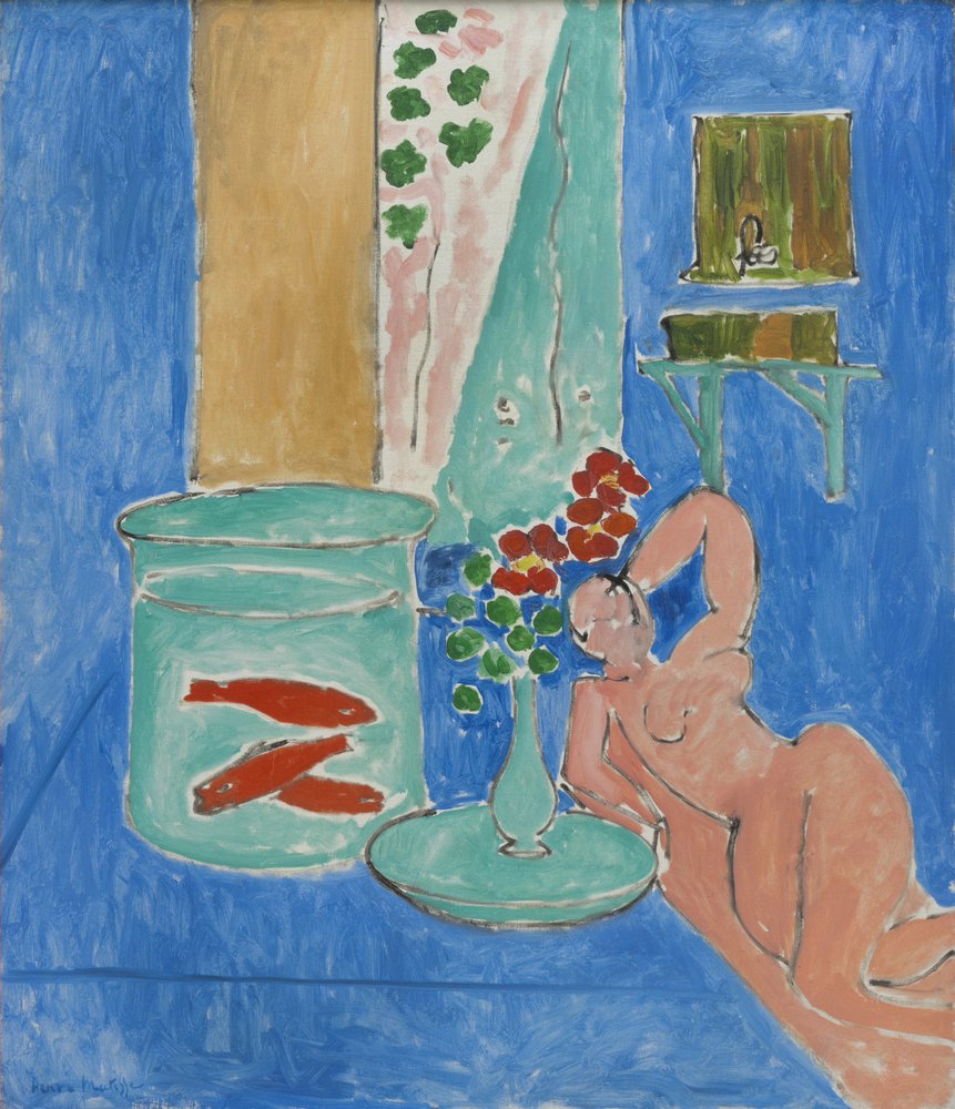 Goldfische und Skulptur von Henri Matisse