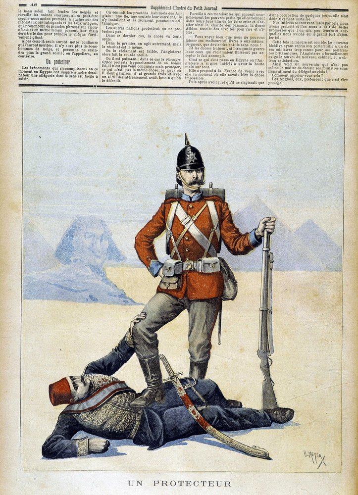 Humoristische Zeichnung über den englischen Imperialismus in Ägypten - in „Le Petit Journal“ vom 11/02/1893 von Henri Meyer