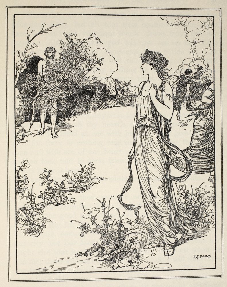 Wie Odysseus Nausikaa begegnete, aus „Erzählungen von den griechischen Meeren“ von Andrew Lang, 1926 von Henry Justice Ford