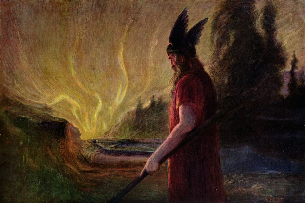 Als die Flammen steigen, verlässt Odin, 1909 von Hermann Hendrich
