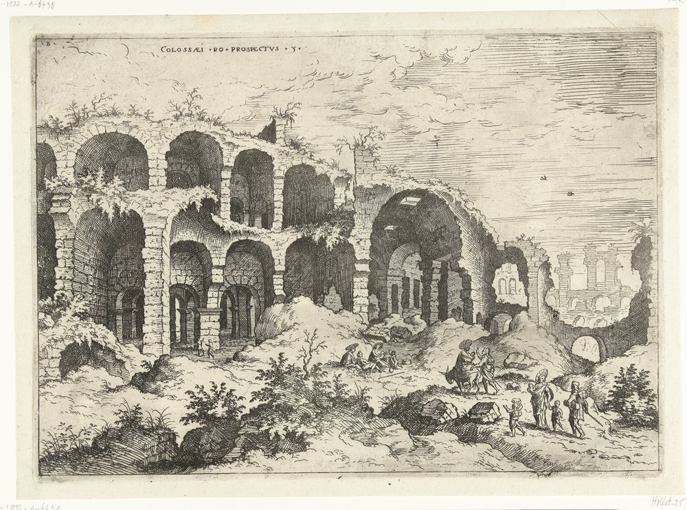 Dritter Blick auf das Kolosseum in Rom (Römische Ruinen) von Hieronymus Cock