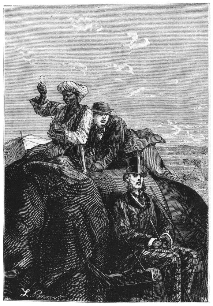 Phileas Fogg und Passepartout, Illustration aus „In 80 Tagen um die Welt“ von Jules Verne (1828-1905), spätes 19. Jahrhundert von Hippolyte Leon Benett