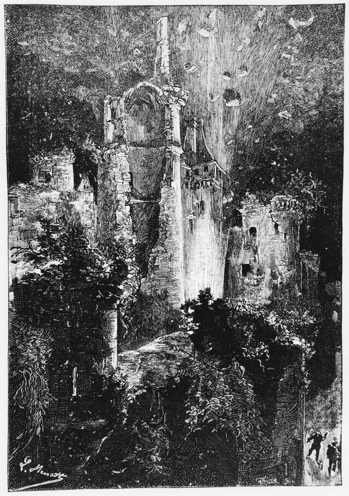 Das explodierende Schloss, Illustration aus 'Le Chateau des Carpathes ...