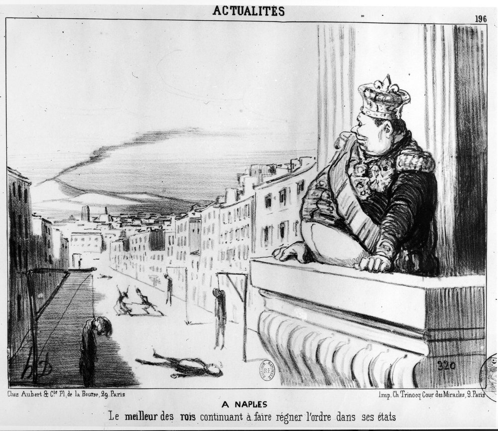 Der König regiert weiterhin mit Ordnung über seine zwei Staaten, Neapel von Honoré Daumier