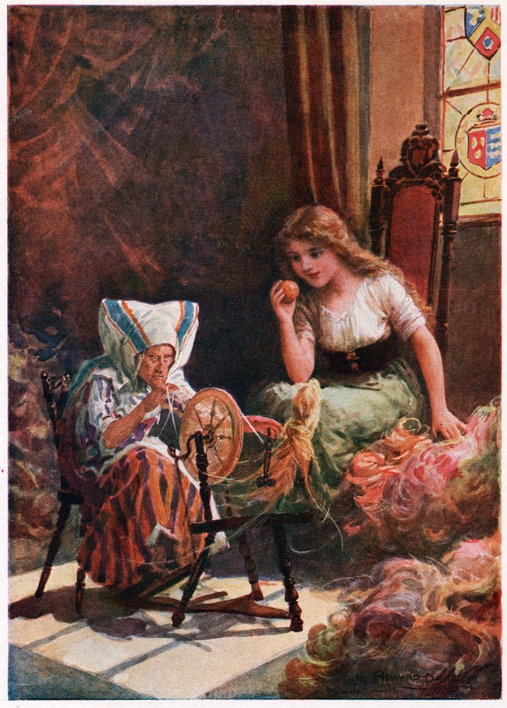 'Tausende von Strängen der weichsten Seide', aus Italienische Märchen von Lilia E. Romano, veröffentlicht von Raphael Tuck & Sons von Howard Davie