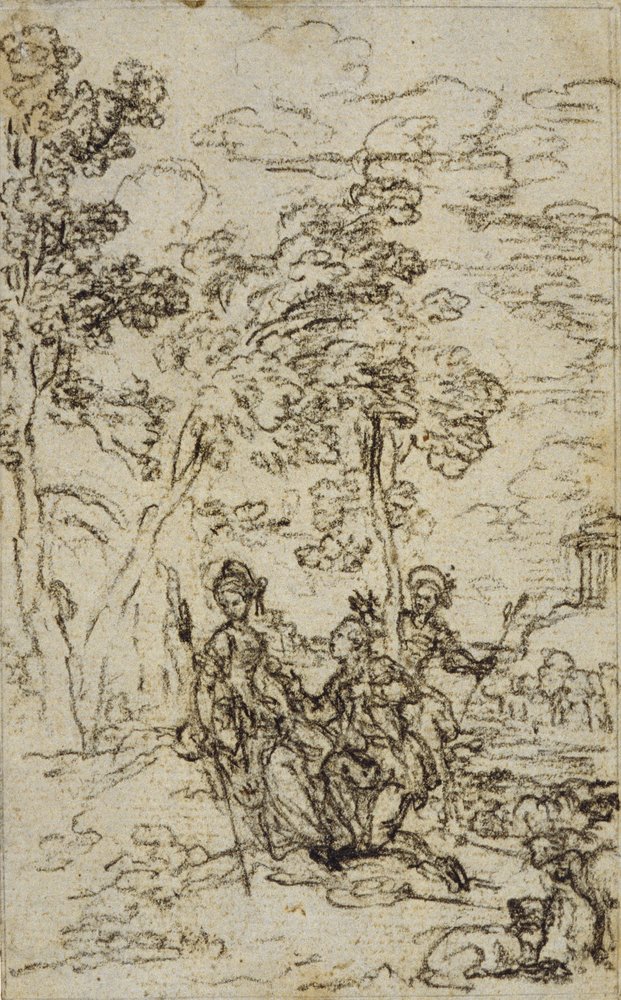 Studie für Vignette in Fontenelles (zugeschrieben) "Les Amours de Mirtil", Canto III von Hubert Francois Gravelot