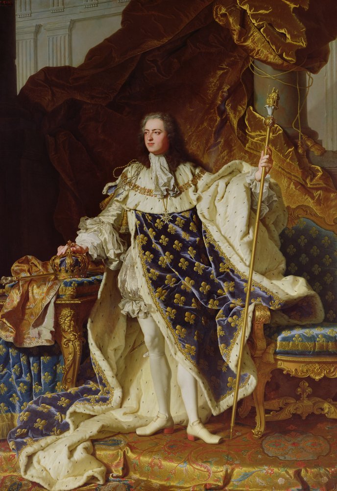 Porträt Ludwigs XV. (1715-74) in seinem Krönungsornat, 1730 von Hyacinthe Francois Rigaud