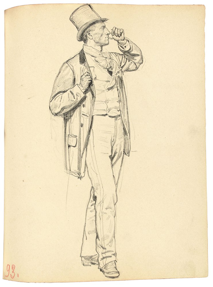 Studie für "Ein Pariser Café": Stehender Mann mit erhobenem Arm, ca. 1872-1875 von Ilya Efimovich Repin