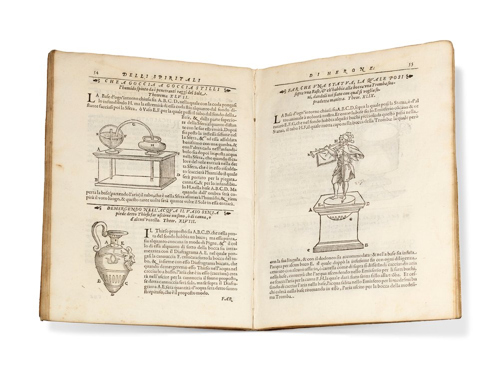 Erstausgabe von Aleottis Übersetzung von Heros Pneumatiken von Italian School