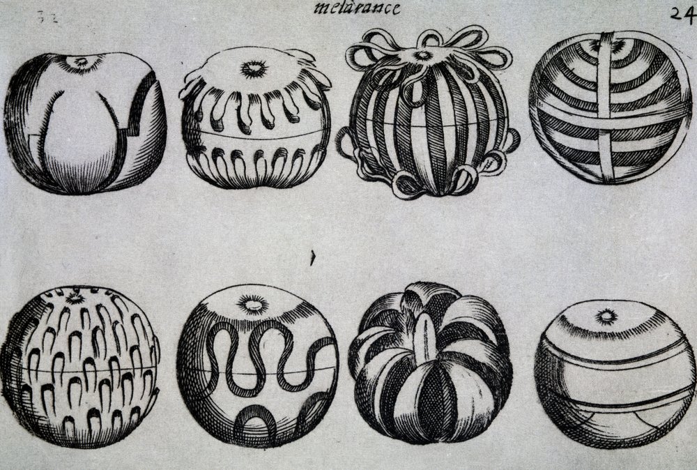 Methoden zum Zerteilen von Obst, Illustration aus Li tre trattati di messer Mattia Giegher bavaro di Mosburc, Trinciante dell