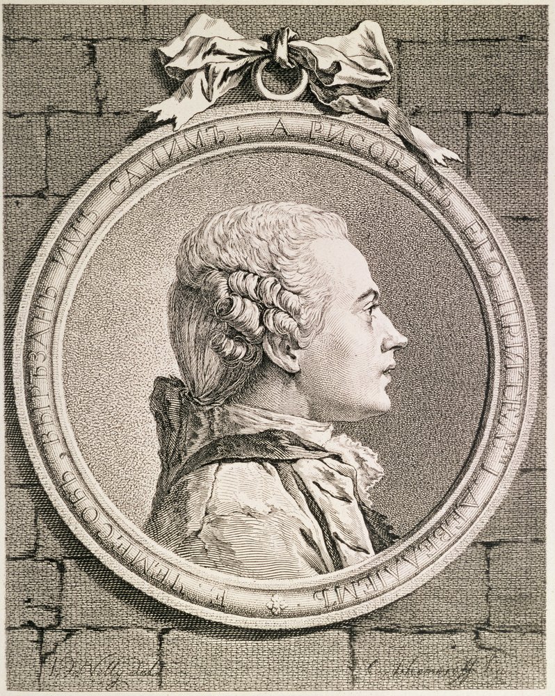 Porträt von Yevgraf Petrovich Chemesov, graviert vom Dargestellten, 1764-5 von J.L. Devilly