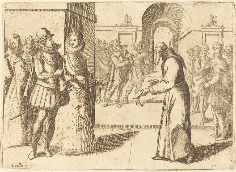 Ein Kapuziner bringt Dank des Königs von Bayern, 1612 von Jacques Callot