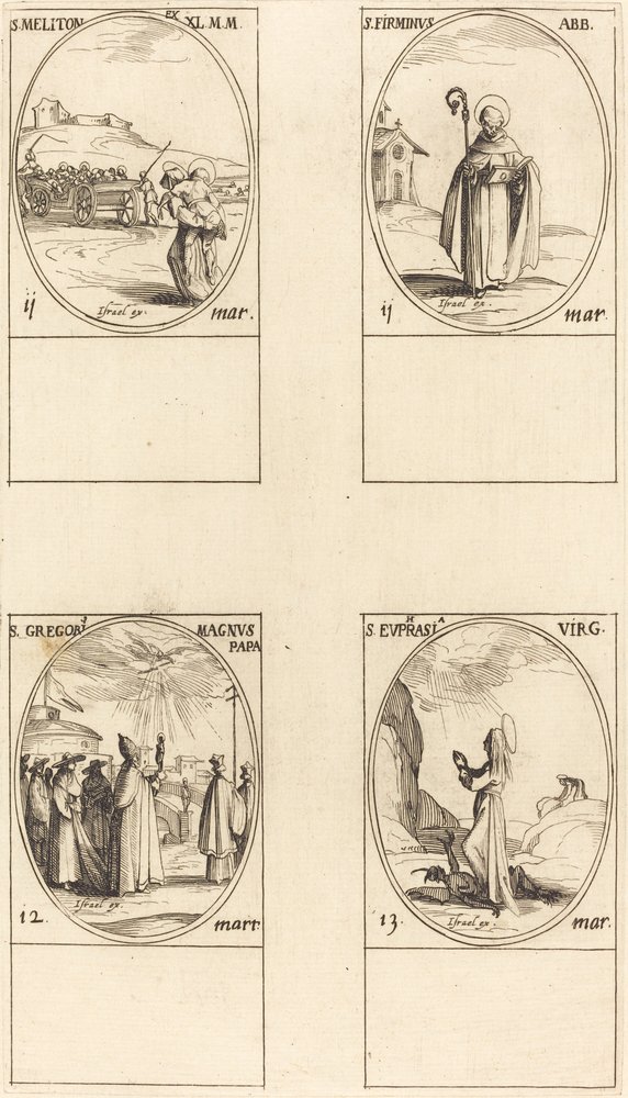 St. Meliton; St. Firminus; St. Gregor der Große; St. Euphrasia von Jacques Callot