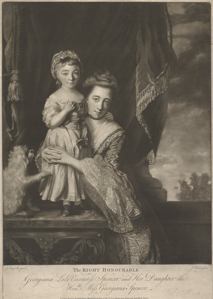 Margaret Georgiana Spencer, (geb. Poyntz), Gräfin Spencer, und ihre Tochter, Georgiana Cavendish, (geb. Spencer), Herzogin von Devonshire von James Watson