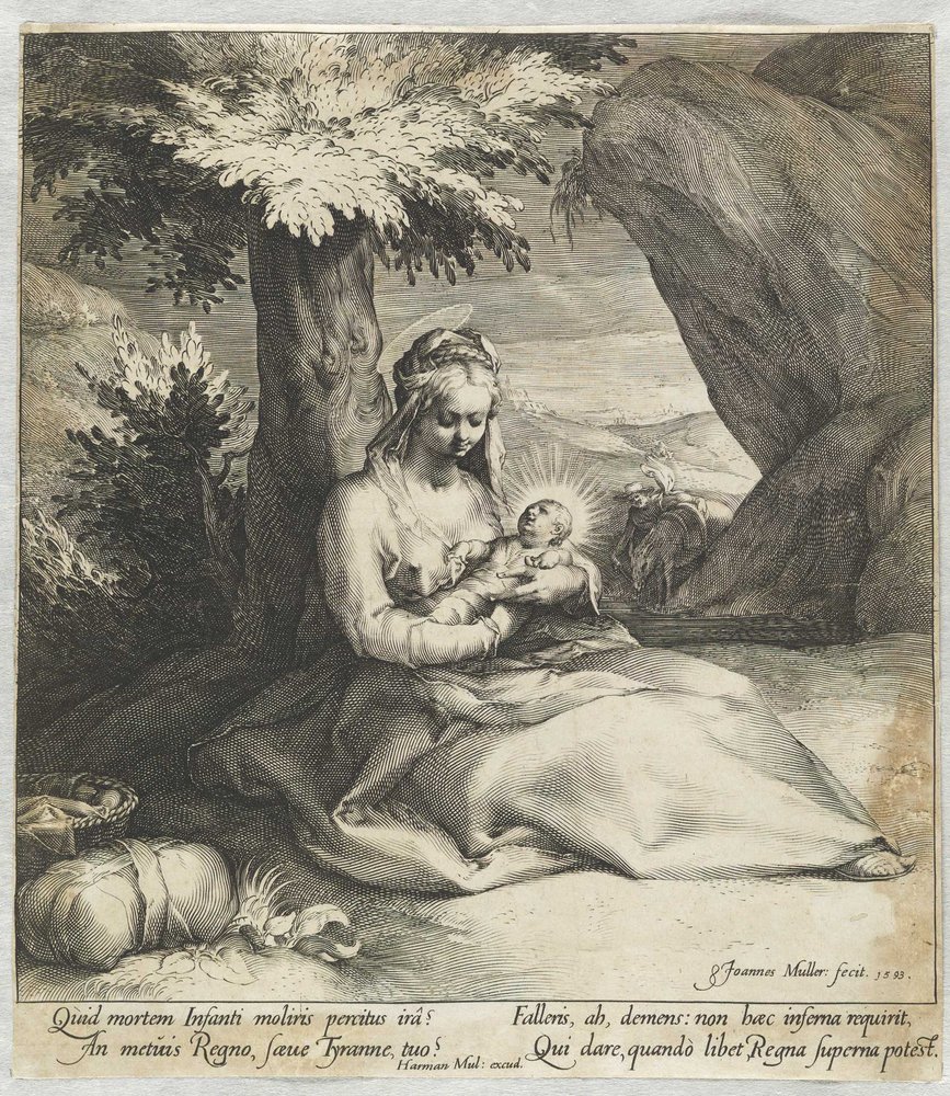 Die Rast auf der Flucht nach Ägypten von Jan Harmensz. Muller