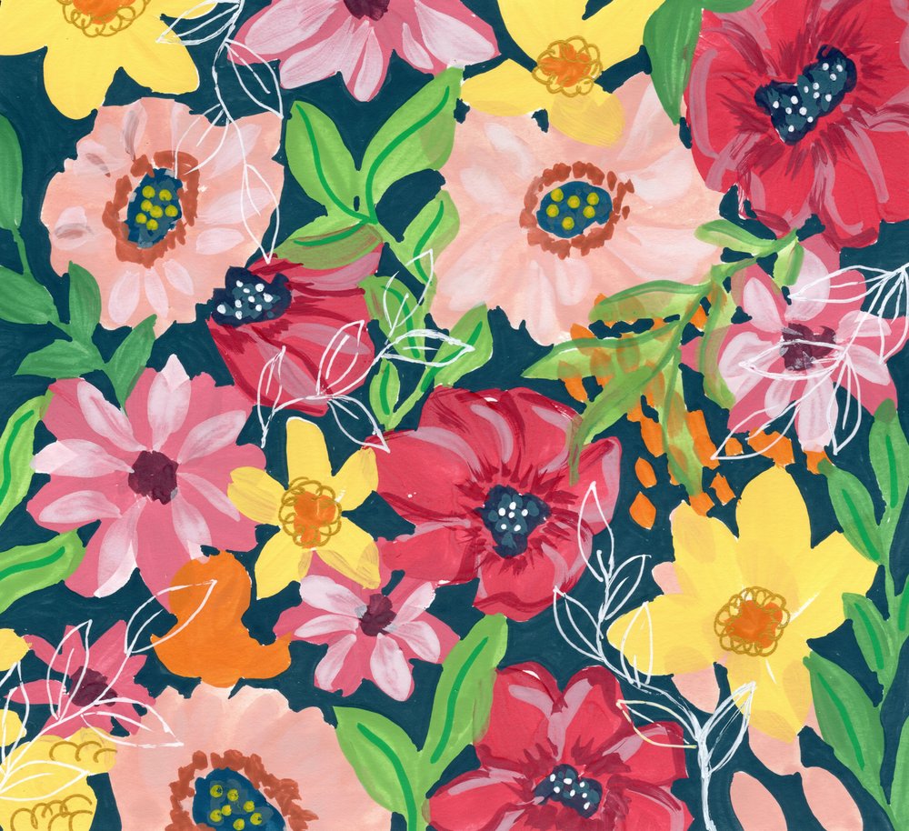 Lebhaft Gemalte Blumen von Jasmine Goodwin: Kunstdruck