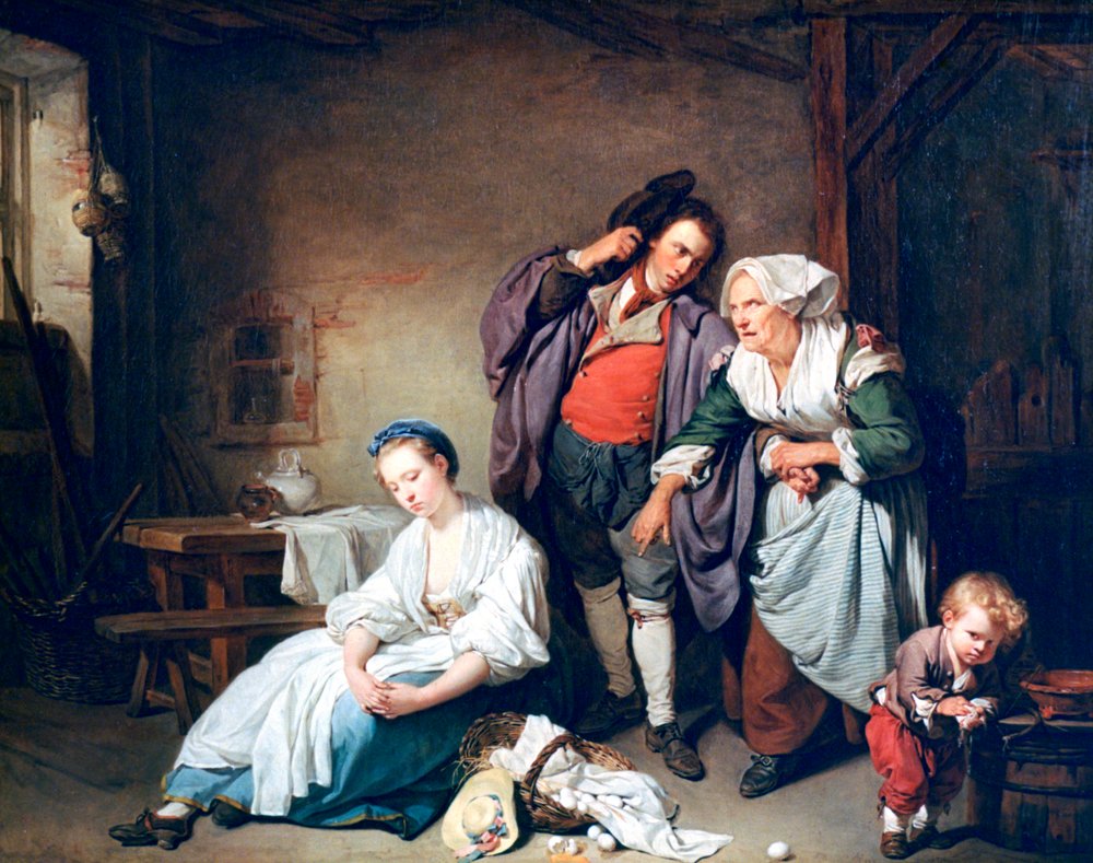 Zerbrochene Eier, 1756 von Jean-Baptiste Greuze