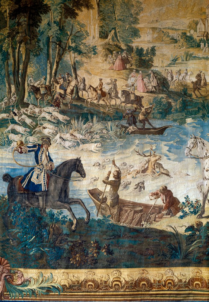 Jagd von Louis XV der Tod des Hirsches im Teich (Detail)