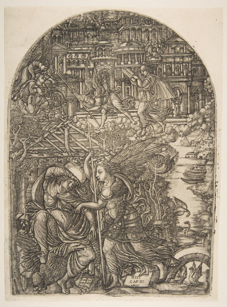 Der Engel zeigt dem Heiligen Johannes das neue Jerusalem, aus der Apokalypse von Jean Duvet