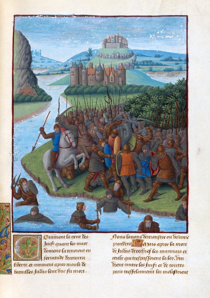 Schlacht zwischen den Makkabäern und den Seleukiden. Illustration in Flavius Josephus 