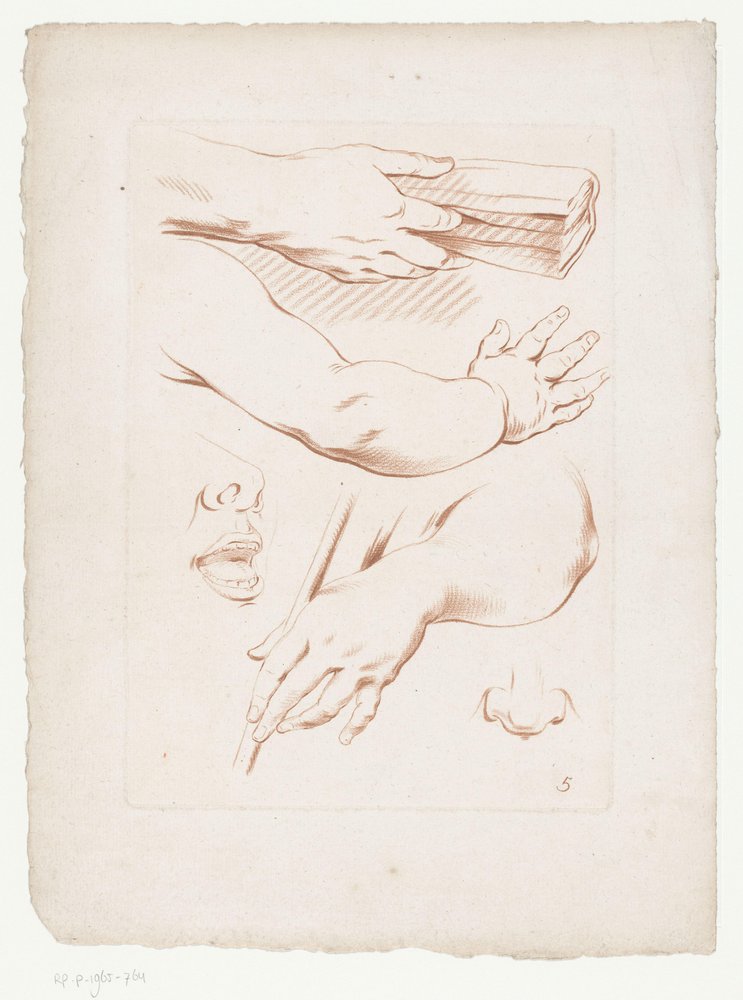 Komposition mit Armen, Nase und Teil eines Gesichts von Jean-Francois Janinet