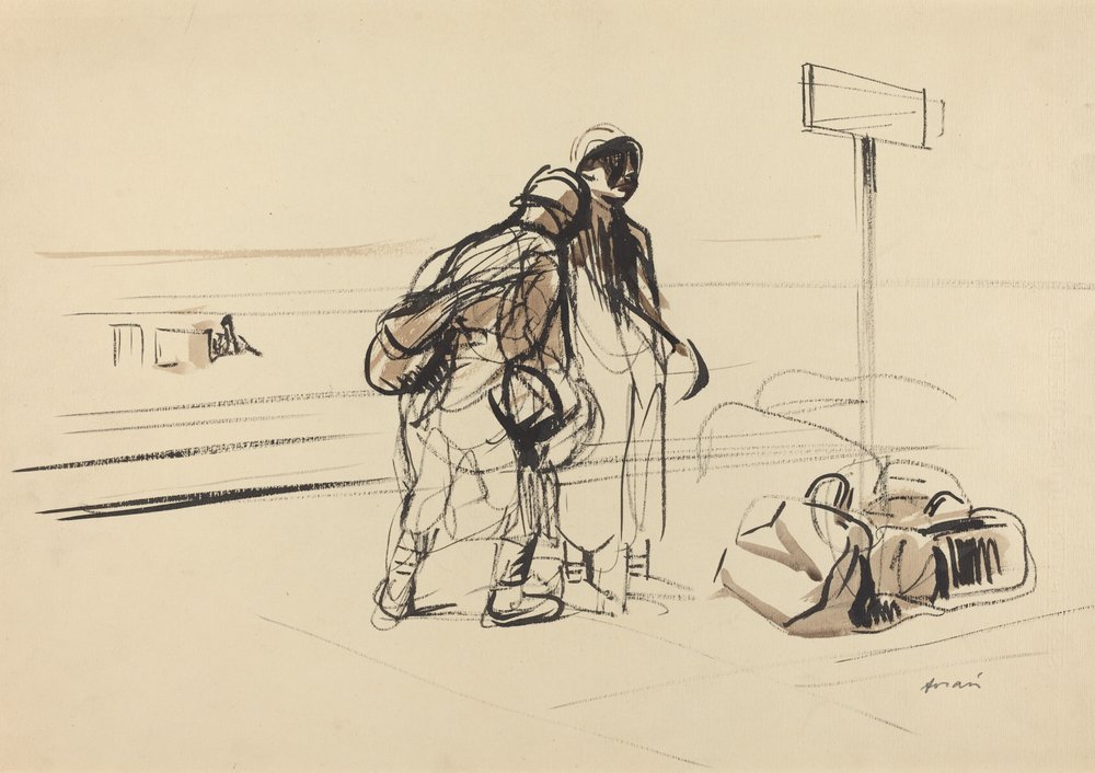Zwei französische Soldaten in der Nähe eines Anschlagbretts von Jean-Louis Forain
