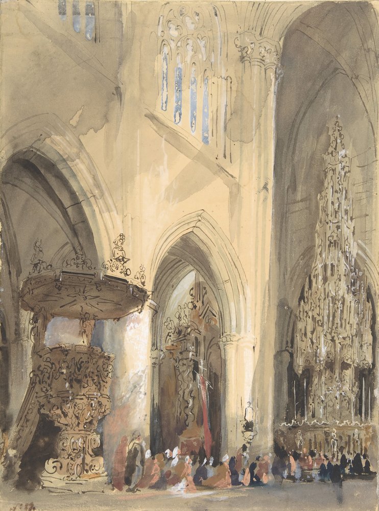 Innenraum der Kirche St. Jacques, Louvain, 1807-54 von Jenaro Pérez Villaamil