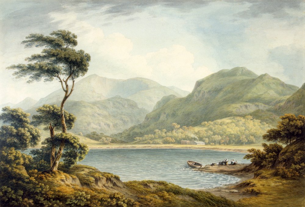 Das obere Ende des Coniston-Sees, Lancashire, 1801 von John Warwick Smith