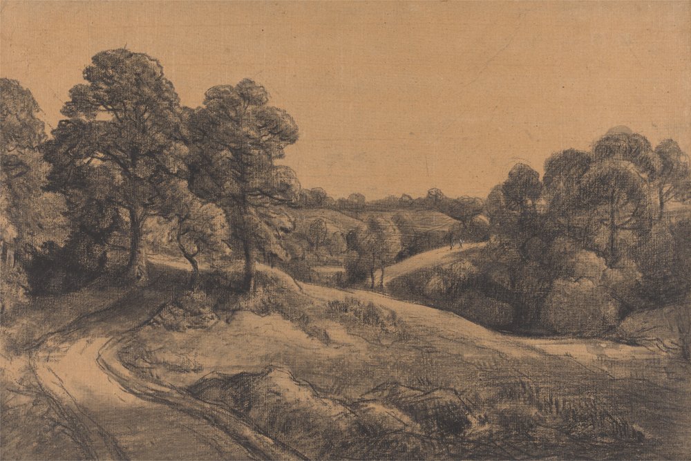 Bewaldeter Hang mit einer zurückweichenden Straße von John Constable