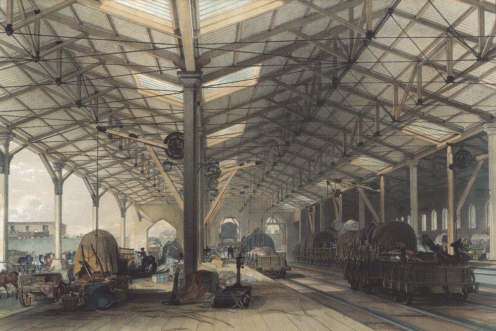 Güterhalle, Bristol, Great Western Railway, 1846 von John Cooke Bourne