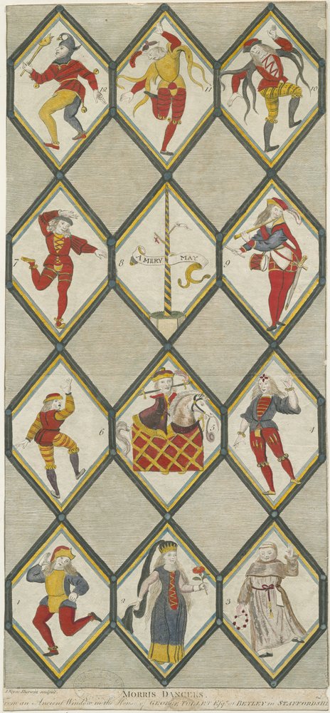 Betley Glasfenster - Morris-Tänzer: Gravur, undatiert [1751-1790] von John Keyse Sherwin