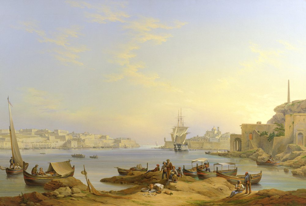 Grand Harbour, Valletta, Malta, 1850 von John or Giovanni Schranz