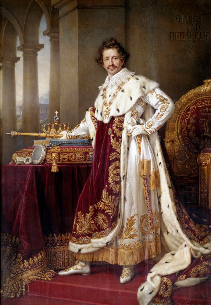 Ganzkörperporträt von Ludwig I. von Bayern in Krönungsgewändern von Joseph Carl Stieler