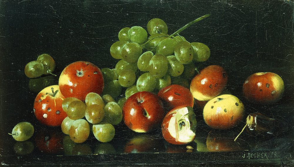 Stillleben mit Zieräpfeln und Trauben von Joseph Decker