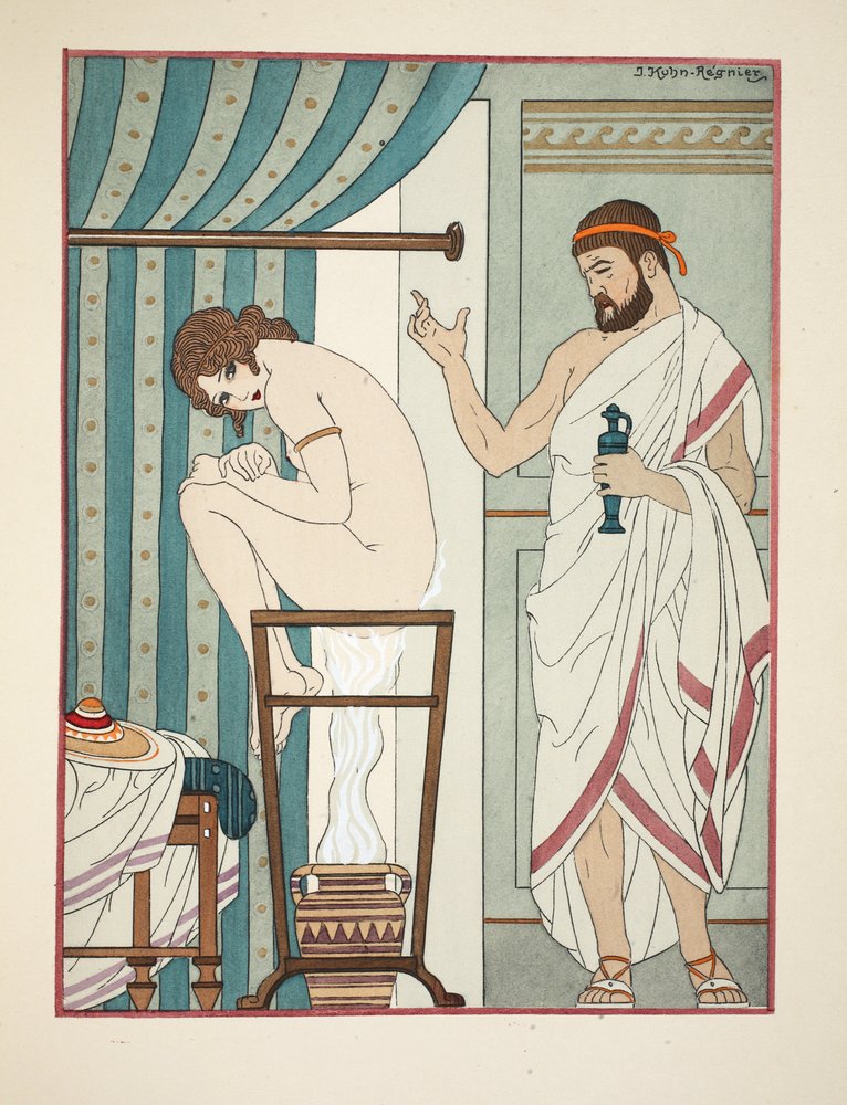 Räuchertherapie, Illustration aus „Die Werke des Hippokrates“, 1934 von Joseph Kuhn-Regnier