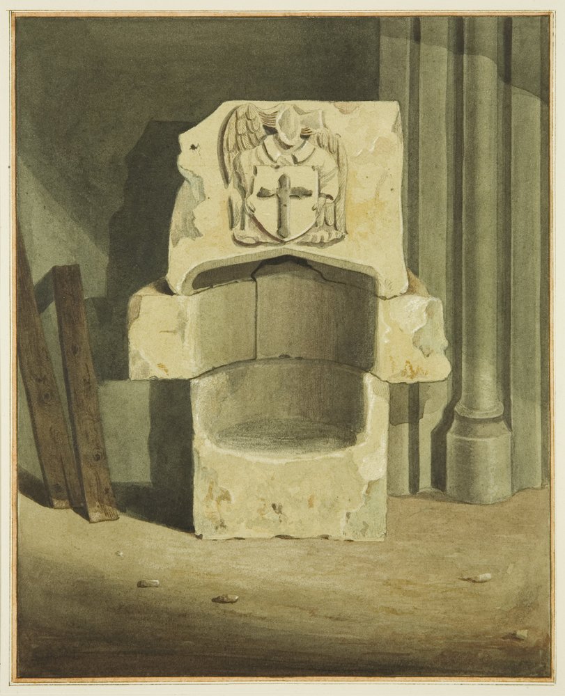 Antikes Taufbecken aus der Südwand der Krypta der St John