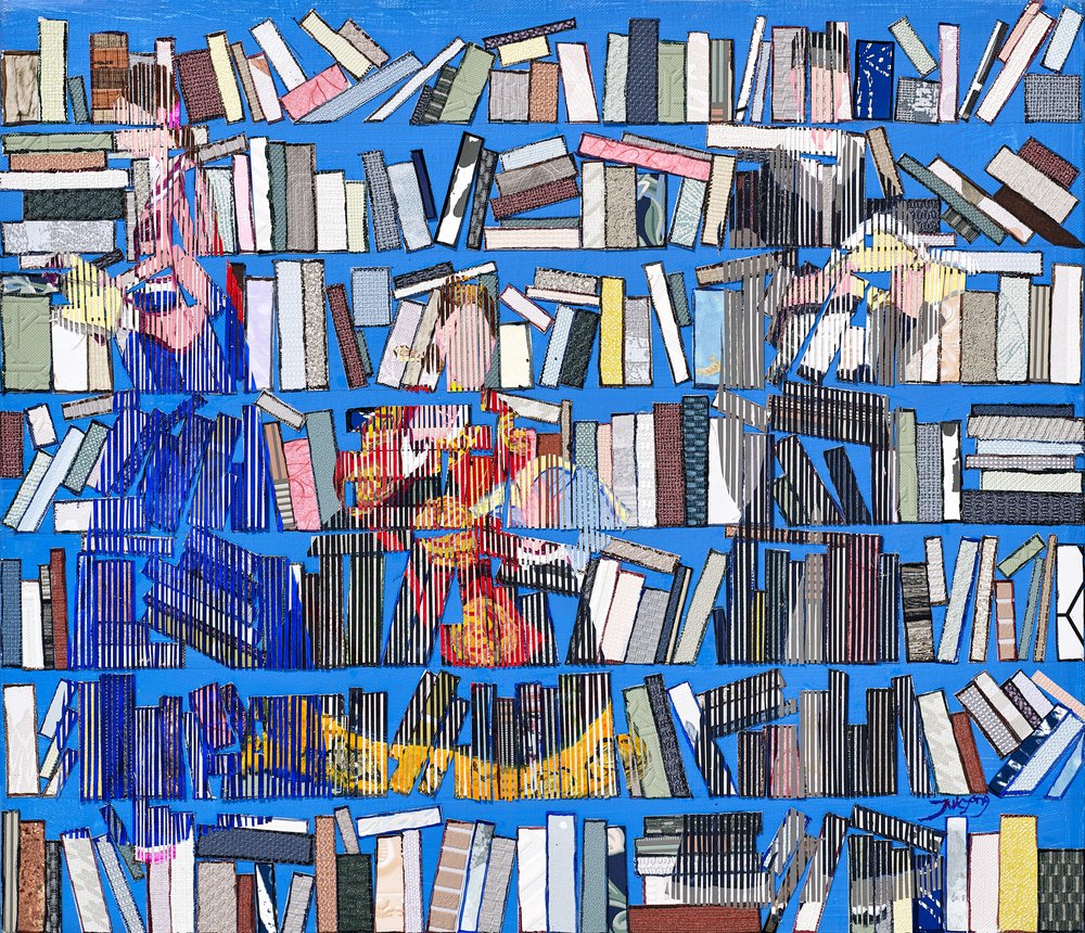 Ekletisches Blaues Bücherregal von Jukyong Park: Kunstdruck