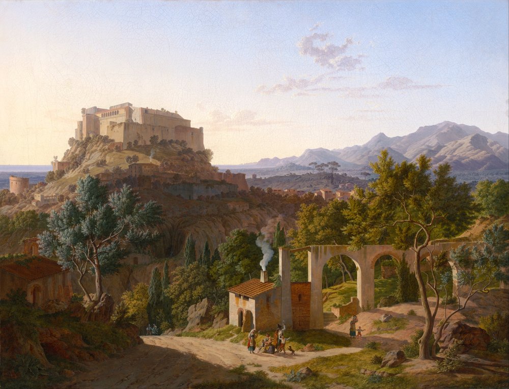Landschaft mit dem Schloss von Massa di Carrara von Leo von Klenze